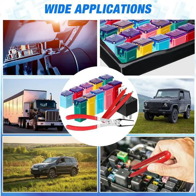 Alt view image 6 of 7 - 36 Pcs Car Fuse Assortment Kit Fuse and Puller Plier Relay with Small Fuze Remover Tool and 10 Pcs 30/40 Amp 5-pin 12v Relay Car Fuze Puller(Multicolor,Low and Tall)