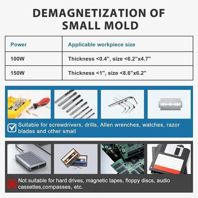 Alt view image 5 of 6 - Plate Demagnetizer Tool Metal Demagnetizer 6.2 x 4.7 Degaussing Machine for Tool Dies Cutters (100, Watts)