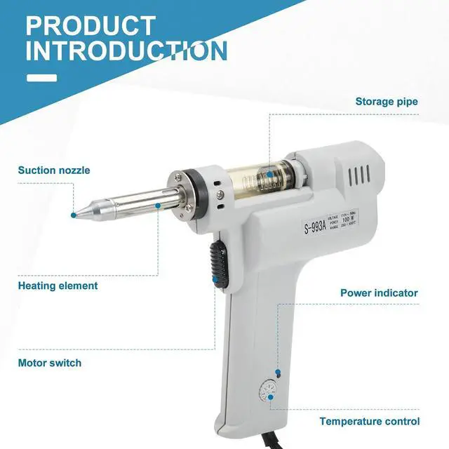 Alt view image 2 of 7 - Desoldering Gun S-993A 110V 100W 50HZ Electric Desoldering Gun Solder Sucker Gun Suction Tin Gun with Vacuum Desordering Pump