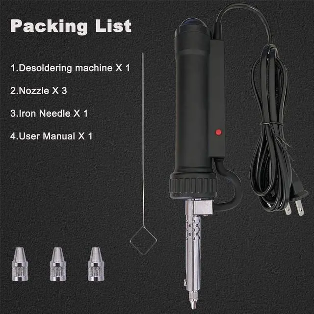 Alt view image 4 of 7 - Electric Solder Sucker Vacuum,Automatic Desoldering Pump,Black Desoldering Tool For One-Handed Use And Reliable Suction,Designed for extended use Tin Removal Work Ac110v 30w Desoldering Gun