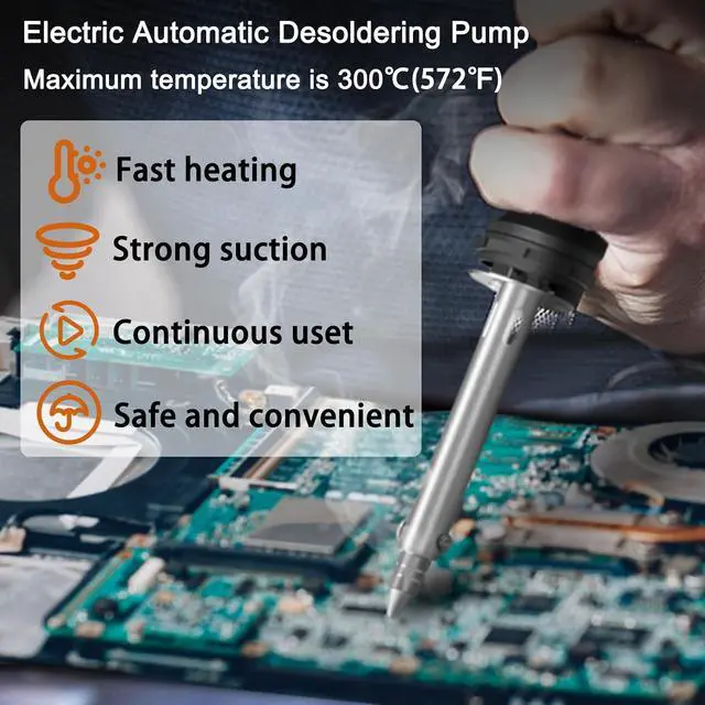 Alt view image 5 of 7 - Electric Solder Sucker Vacuum,Automatic Desoldering Pump,Black Desoldering Tool For One-Handed Use And Reliable Suction,Designed for extended use Tin Removal Work Ac110v 30w Desoldering Gun