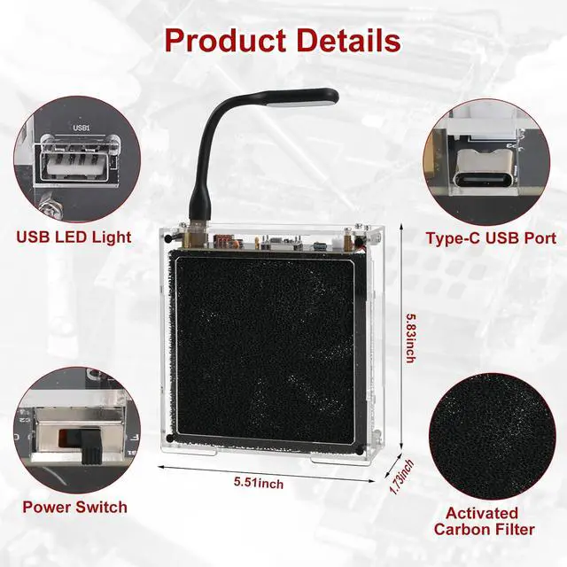 Alt view image 2 of 7 - Soldering Practice Kit, DIY Solder Fume Extractor Soldering Project Kit, Solder Smoke Absorber Kit with LED Light & Filters, Solder Smoke Remover Absorber DIY Working Fan for Soldering Station