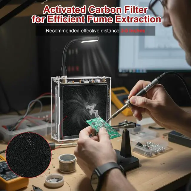 Alt view image 6 of 7 - Soldering Practice Kit, DIY Solder Fume Extractor Soldering Project Kit, Solder Smoke Absorber Kit with LED Light & Filters, Solder Smoke Remover Absorber DIY Working Fan for Soldering Station