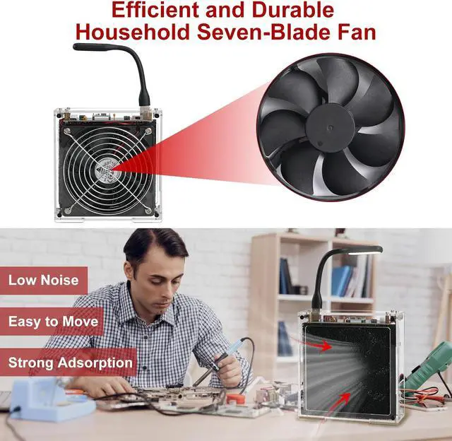 Alt view image 5 of 7 - Soldering Practice Kit, DIY Solder Fume Extractor Soldering Project Kit, Solder Smoke Absorber Kit with LED Light & Filters, Solder Smoke Remover Absorber DIY Working Fan for Soldering Station