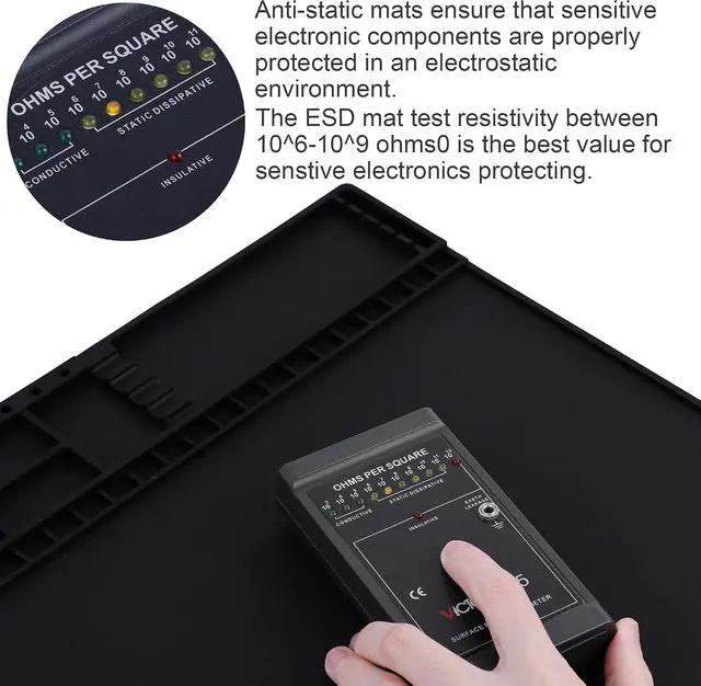 Alt view image 2 of 6 - Anti Static Mat 20.9" x 13.5" ESD Safe Electronics Repair Mat with Grounding Accessories, Heat Resistant 932°F Eelectronic Work Mat for iPhone, iPad, Laptop, Computer,Camera Repair