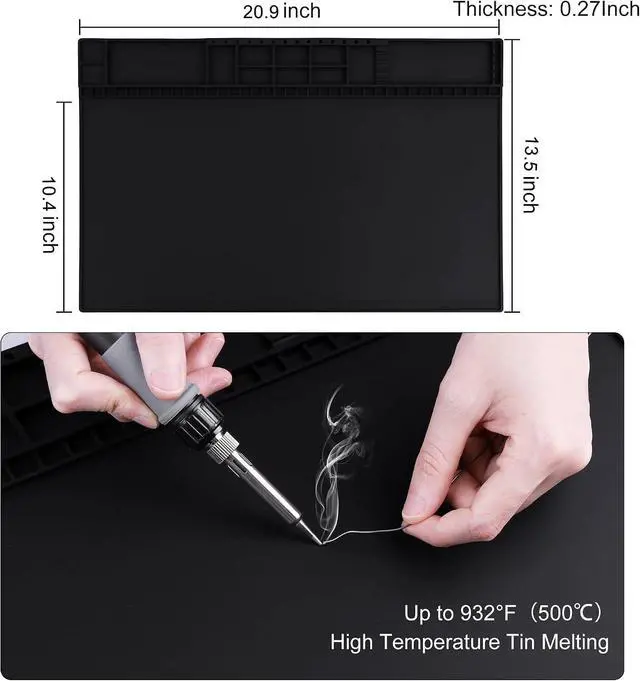 Alt view image 6 of 6 - Anti Static Mat 20.9" x 13.5" ESD Safe Electronics Repair Mat with Grounding Accessories, Heat Resistant 932°F Eelectronic Work Mat for iPhone, iPad, Laptop, Computer,Camera Repair
