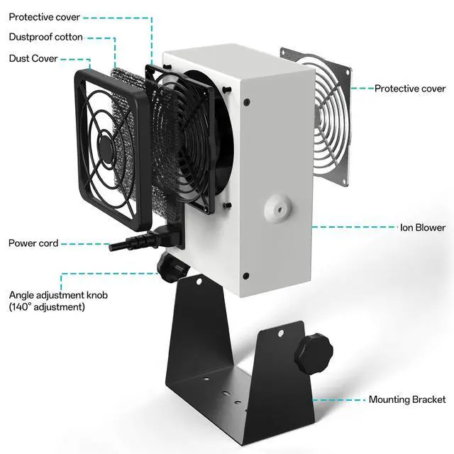 Alt view image 2 of 7 - BK5600S Anti-Static Ion Fan, Ion Electric Fan, Static Eliminator, Electronic Manufacturing Maintenance, Scientific Research Laboratory, Chip Packaging To Eliminate Static Electricity