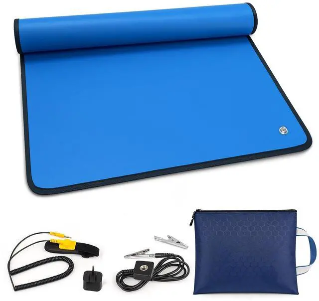 Main image of Portable Anti Static ESD Mat Kit for PC Building & Electronics Repair Static Dissipative Protection with Wrist Strap, Alligator Clip & Grounding Plug for DIY, Students & Home PC Upgrades (Upgraded)