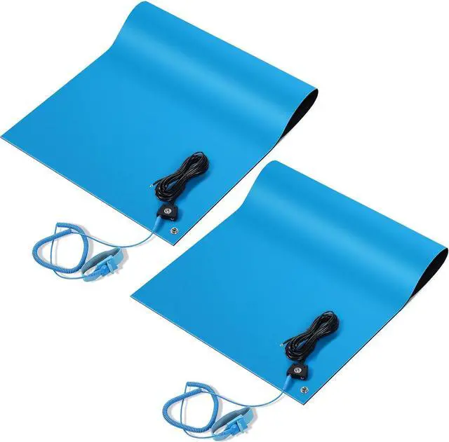 Main image of Anti-Static Mat Kits Includes Heat Resistant ESD Mats Anti Static Wrist Straps Grounding Cords Rubber Soldering Table ESD Pad for Computer PC Building Electronics Repair(2 Pack,17 x 25 in)