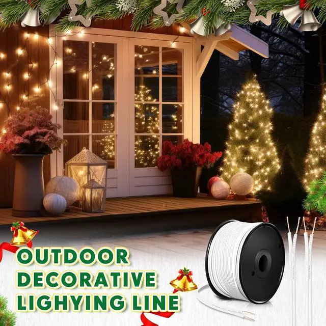 Alt view image 6 of 7 - Low Voltage Landscape Wire 18/2 Commercial 6 Vampire Plugs 18 Gauge Outdoor Electrical Wire for Christmas Lamp Extension Cable Lighting (White, 250ft, SPT-2)