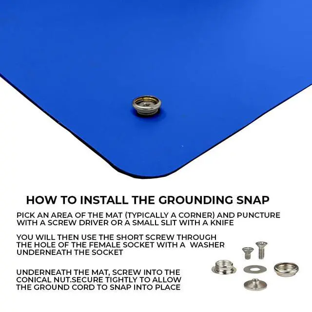 Alt view image 4 of 6 - ESD Compliant Mat Workstation Kit - 16"x24"x.060", Wrist Strap Set, Ground Cord, Universal Snap Kit, Easy to Use Outlet Adapter,Computer/Cellphone Repair Kit, Soldering Mat - Royal Blue