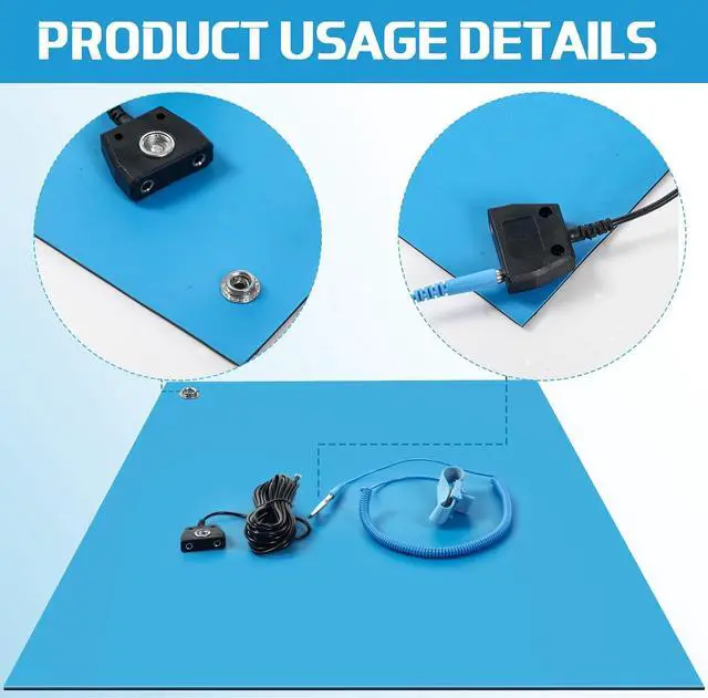 Alt view image 5 of 7 - Anti-Static Mat Kits Includes Heat Resistant ESD Mats Anti Static Wrist Straps Grounding Cords Rubber Soldering Table ESD Pad for Computer PC Building Electronics Repair(2 Pack,17 x 25 in)