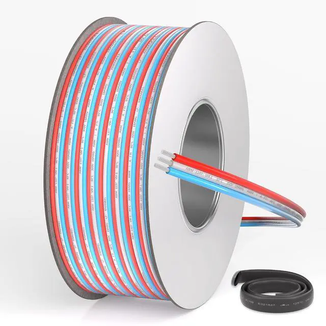 Main image of 98.4ft 18 Gauge Wire 3 Pin 3 Conductor Electrical Wire 18 AWG Tinned Copper Wire 18/3 LED Wire Extension Cable for RGB IC WS2812B LED Strip WS2811 Pixel Halloween Christmas Lights DC 5/12/24V