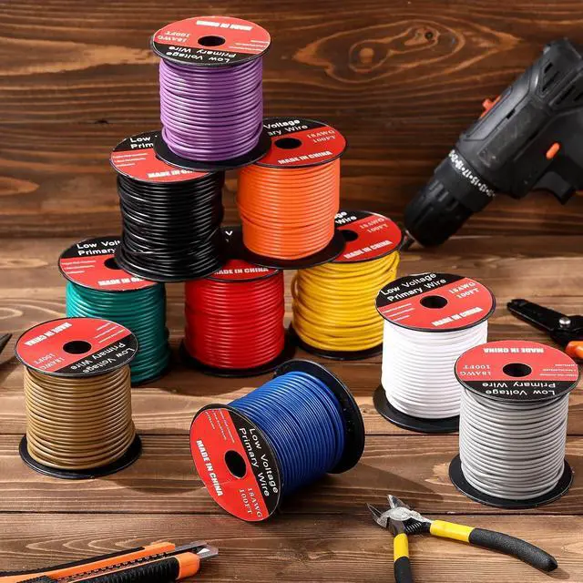 Alt view image 6 of 6 - 10 Pcs 18 Gauge Wire 100 ft Per Roll (1000 ft Total) Automotive Primary Wire Spools Copper Clad Aluminum Primary for 12v Automotive Harness Car Audio Video Wiring