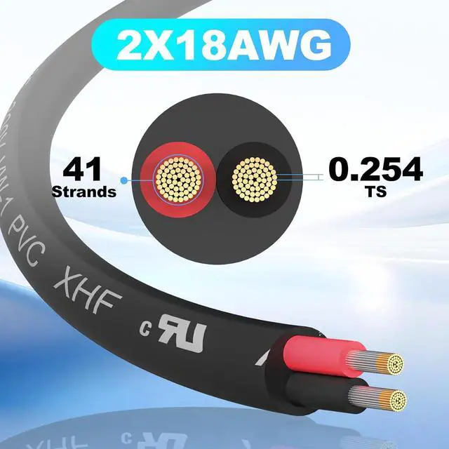 Alt view image 3 of 7 - UL Listed 18 Ga Wire 2 Conductor Electrical Wire Tinned Copper Stranded PVC Cord for Automotive Lamp Cord Wire Marine Cable RV 100Ft Black
