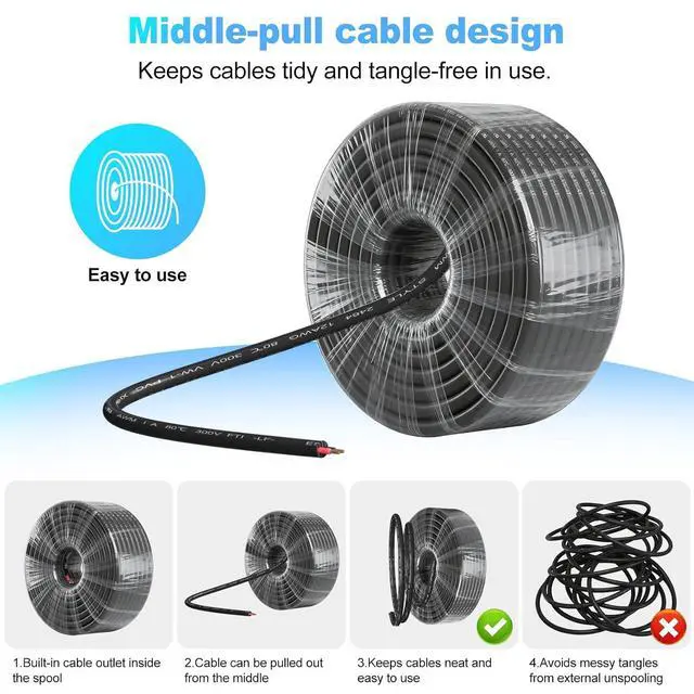 Alt view image 6 of 7 - UL Listed 18 Ga Wire 2 Conductor Electrical Wire Tinned Copper Stranded PVC Cord for Automotive Lamp Cord Wire Marine Cable RV 100Ft Black