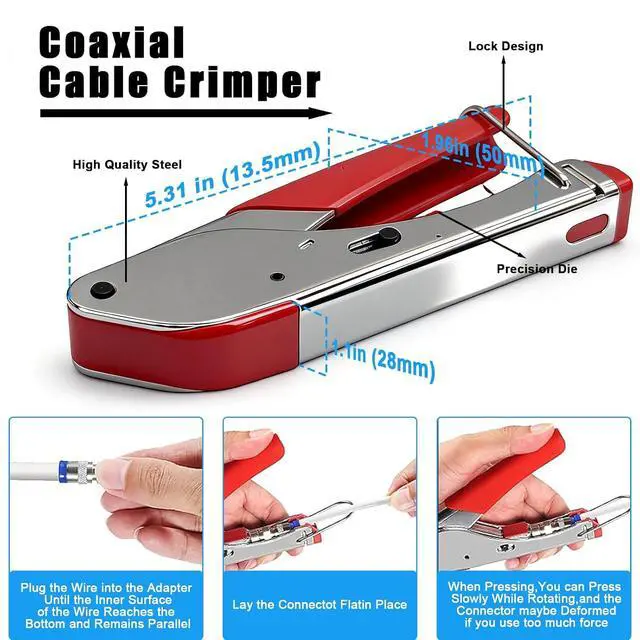 Alt view image 3 of 7 - Coaxial Pocket Toner Pocket Continuity Tester,with Coaxial Cable Crimper Kit,and Toner with Light&Buzzer Voltage Toner and Barrel Connector Bundle for Testing Coax Cable, RG6, RG59, CATV Wire Tracer