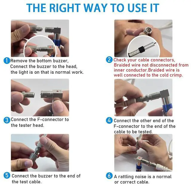 Alt view image 5 of 7 - Coaxial Pocket Toner Pocket Continuity Tester,with Coaxial Cable Crimper Kit,and Toner with Light&Buzzer Voltage Toner and Barrel Connector Bundle for Testing Coax Cable, RG6, RG59, CATV Wire Tracer