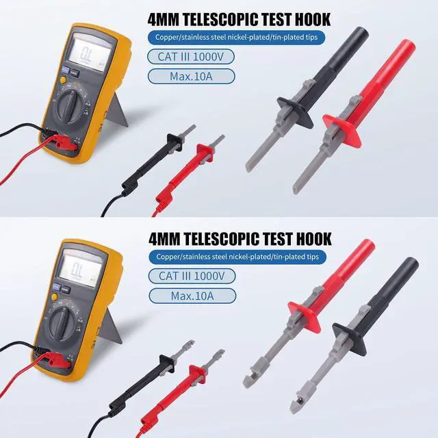 Alt view image 4 of 7 - 105PCS Multimeter Test Lead Kit with Hanging Loop Strap Magnetic Hanger for Fluke, Automotive Circuit Breakout Probe Kit, Banana Plug Leads & Large Alligator Clips