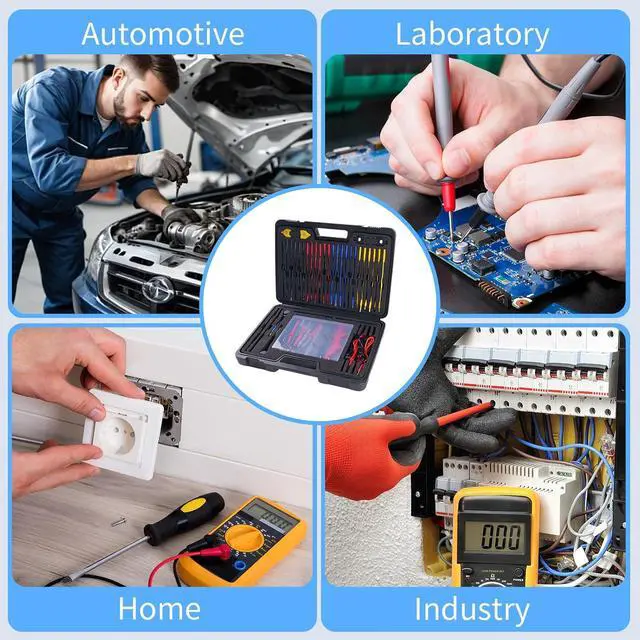 Alt view image 7 of 7 - 105PCS Multimeter Test Lead Kit with Hanging Loop Strap Magnetic Hanger for Fluke, Automotive Circuit Breakout Probe Kit, Banana Plug Leads & Large Alligator Clips