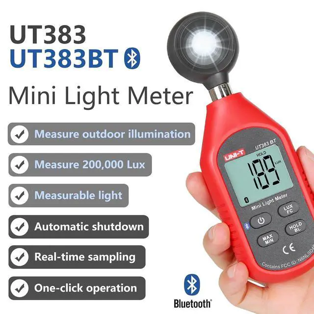 Alt view image 2 of 7 - UT383BT Mini Light Meter Digital Professional Bluetooth Luxometer 199900Lux 18500FC Illuminometer Photometer Light Lux Meter