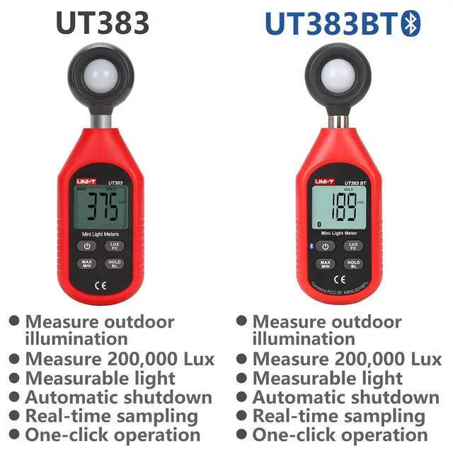 Alt view image 3 of 7 - UT383BT Mini Light Meter Digital Professional Bluetooth Luxometer 199900Lux 18500FC Illuminometer Photometer Light Lux Meter