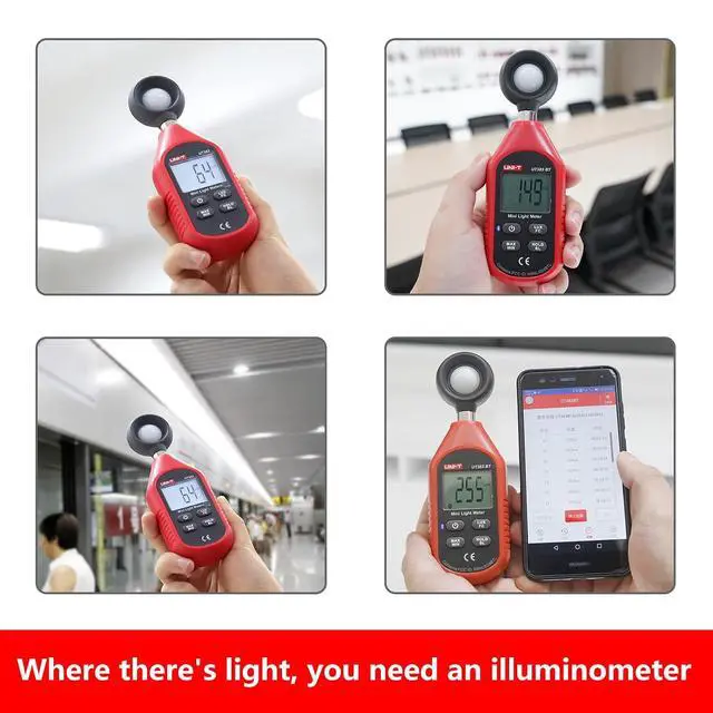 Alt view image 7 of 7 - UT383BT Mini Light Meter Digital Professional Bluetooth Luxometer 199900Lux 18500FC Illuminometer Photometer Light Lux Meter