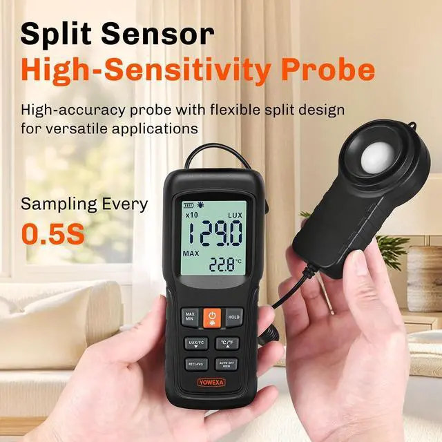 Alt view image 3 of 7 - Digital Light Meter for Plants and Lighting, Split Sensor Lux Meter