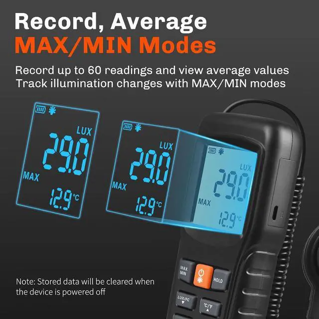 Alt view image 4 of 7 - Digital Light Meter for Plants and Lighting, Split Sensor Lux Meter