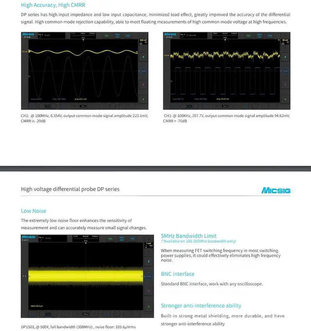 Alt view image 7 of 7 - 700V 100MHz High Voltage Differential Probe kit 3.5ns Rise Time 10X/100X Attenuation Rate Oscilloscope Probe Kit Accessory DP10007