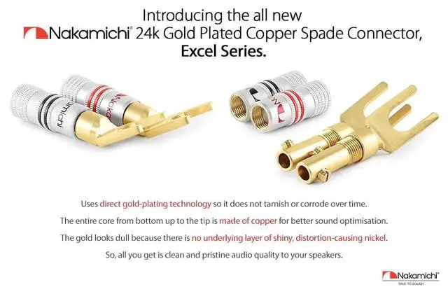 Alt view image 2 of 7 - GrubLock 24k Gold Plated Spade Y Banana Plugs, 10-18 AWG