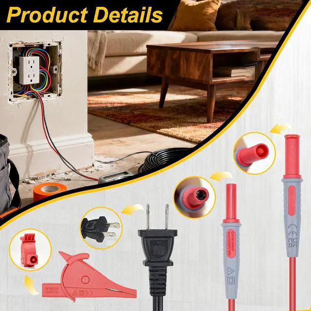 Alt view image 6 of 7 - ET450 Accessory Kit,incluidng Lead Adapters,AC Outlet Plug to Banana Plug Attach to Alligator Clips, Outlet Tabs/Prongs, Compatible with Klein Tools ET450 Circuit Breaker Finder