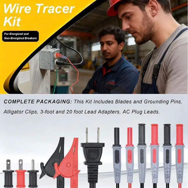 Alt view image 7 of 7 - ET450 Accessory Kit,incluidng Lead Adapters,AC Outlet Plug to Banana Plug Attach to Alligator Clips, Outlet Tabs/Prongs, Compatible with Klein Tools ET450 Circuit Breaker Finder