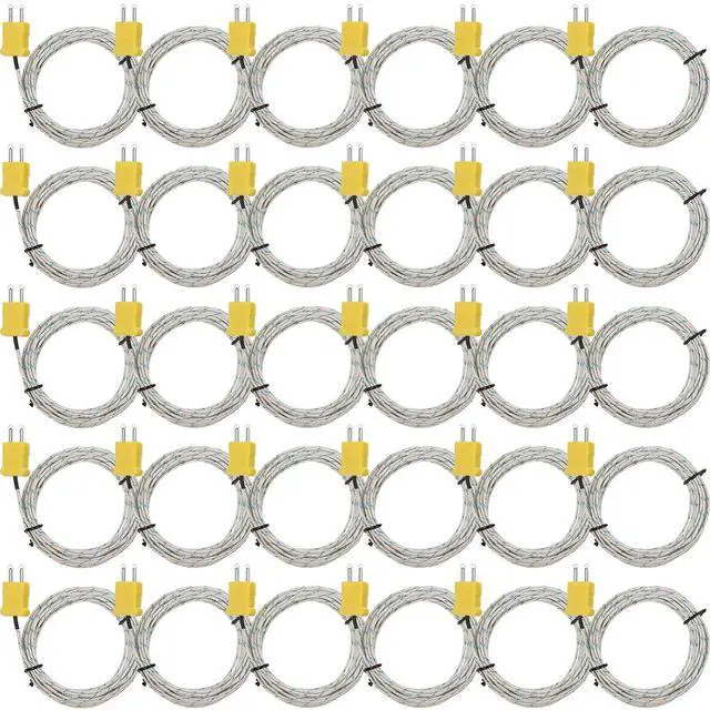 Main image of 30 Pieces 3 Meters K Type Mini-Connector Thermocouple Temperature Probe Sensor K Type Thermocouple Wire Temperature Sensing Line Measure Range -50 to 400 Celsius, Compatible with TM902C/ TES1310