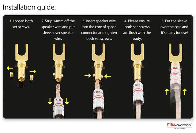Alt view image 5 of 7 - GrubLock 24k Gold Plated Spade Y Banana Plugs, 10-18 AWG