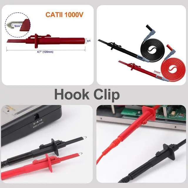 Alt view image 4 of 7 - 13 in 1 Professional Electrical Test Leads Multimeter Test Leads Set with Soft Tool Carrying Case Alligator Clips Test Hook Test Probes Lead for Digital Electrical Multimeter Testing