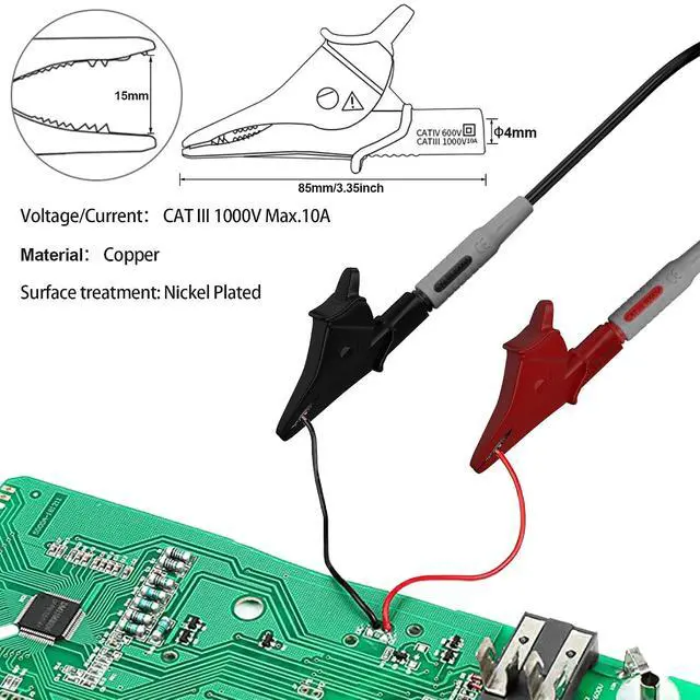 Alt view image 7 of 7 - 13 in 1 Professional Electrical Test Leads Multimeter Test Leads Set with Soft Tool Carrying Case Alligator Clips Test Hook Test Probes Lead for Digital Electrical Multimeter Testing