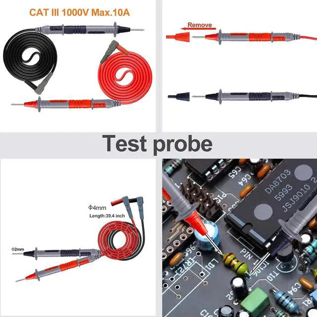 Alt view image 6 of 7 - 13 in 1 Professional Electrical Test Leads Multimeter Test Leads Set with Soft Tool Carrying Case Alligator Clips Test Hook Test Probes Lead for Digital Electrical Multimeter Testing