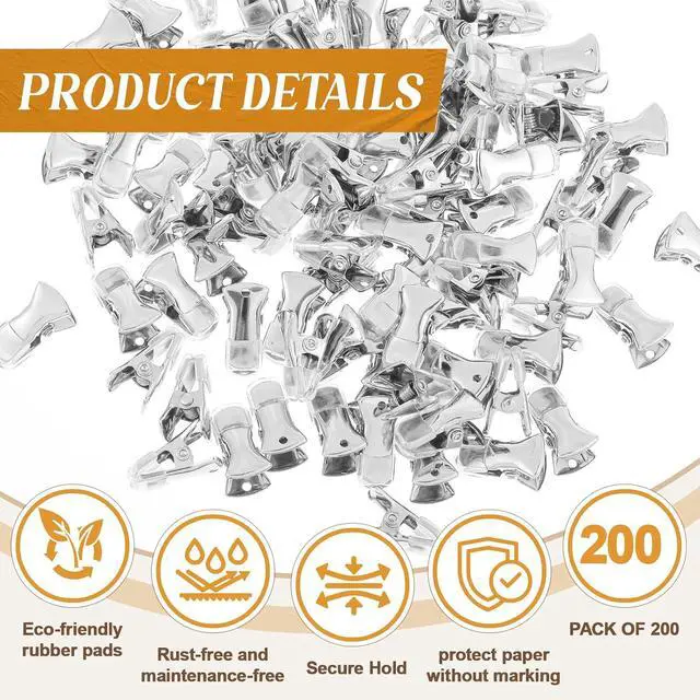 Alt view image 3 of 7 - 200 Pcs 20 x 8 mm Small Metal Clips Alligator Clips for Crafts Mini DIY Sweater Clip with Non-Slip Rubber Flat Mouth Clip for Sewing Clothing Glasses Accessories (Silver,Smooth)