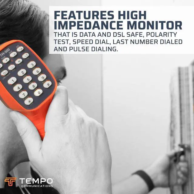 Alt view image 4 of 7 - Communications TM-500 Telephone Test Set, DSL-Compatible Lineman's Test Set w/Headset, Tone and Pulse Dialing, ABN Bed of Nails & Spike Alligator Clips (TM-500)