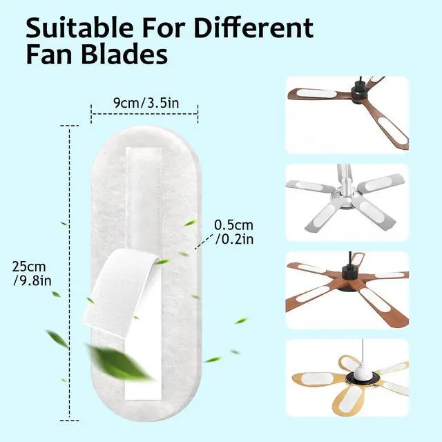 Alt view image 6 of 7 - 2026 Upgrade 20pcs Ceiling Fan Filters for Blades Easy-Stick Strong Fixity Activated Coconut Carbon Fan Filter for Ceiling Fan, Universal Fan Blade Air Fresh Purifier Cat Litter Box Filter, White