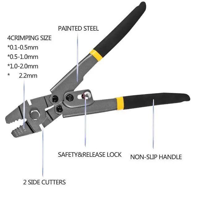 Alt view image 2 of 7 - Wire Rope Crimping Tool Kit, with 1/16-304 Stainless Steel Cable 165 ft (7x7 Strand Core), 100 Cable Ferrule Aluminum Loop Sleeve Stops