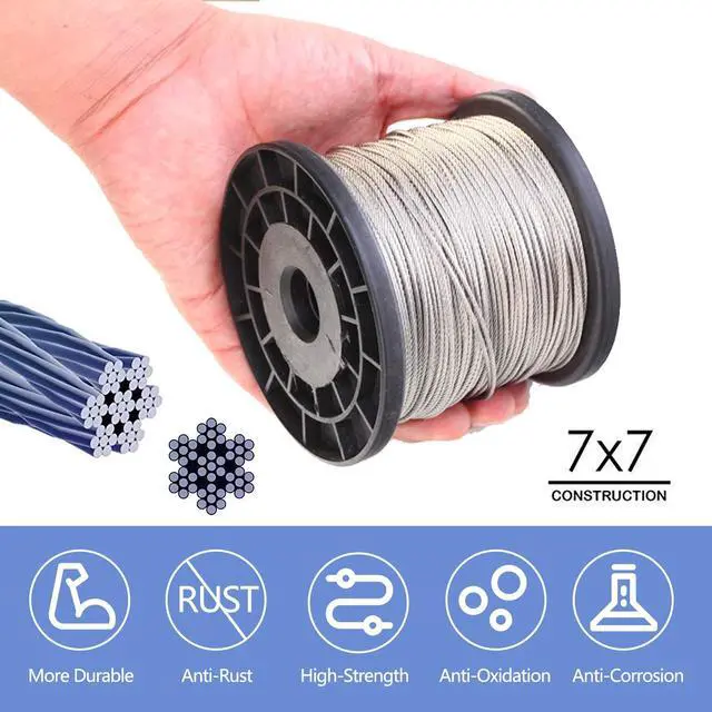Alt view image 3 of 7 - Wire Rope Crimping Tool Kit, with 1/16-304 Stainless Steel Cable 165 ft (7x7 Strand Core), 100 Cable Ferrule Aluminum Loop Sleeve Stops