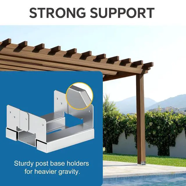 Alt view image 6 of 7 - 6x6 Galvanized Post Base for Concrete, 10 Pack Post Deck Base Anchor for 5.5x5.5 Wood, Post Base Holder with 1" Standoff for Deck Gazebo, Pergola, Porch, Includes 10 Fastener & 100 Screws