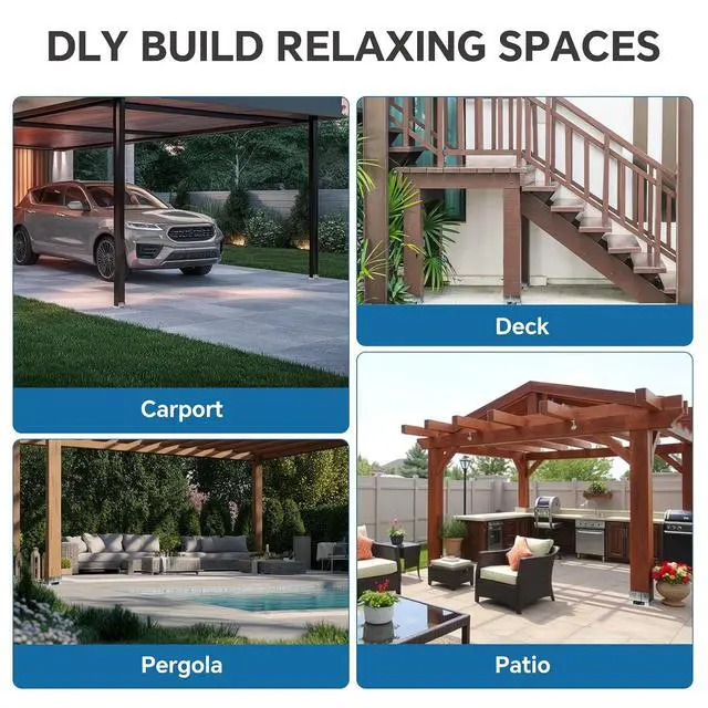 Alt view image 7 of 7 - 6x6 Galvanized Post Base for Concrete, 10 Pack Post Deck Base Anchor for 5.5x5.5 Wood, Post Base Holder with 1" Standoff for Deck Gazebo, Pergola, Porch, Includes 10 Fastener & 100 Screws