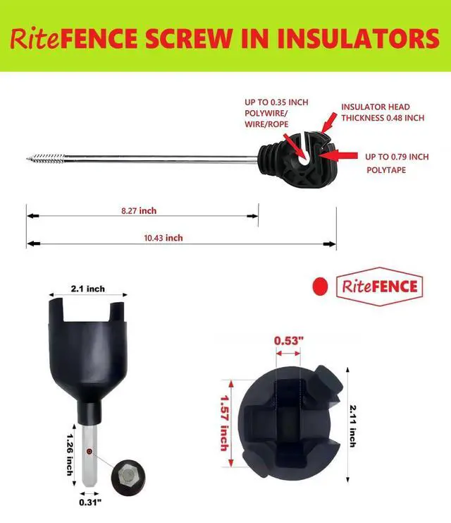 Alt view image 2 of 6 - Electric Fencing Premium Stand Off/Long Arm Multi Purpose Insulator for Polywire/Polytape/Rope/Wire PK25