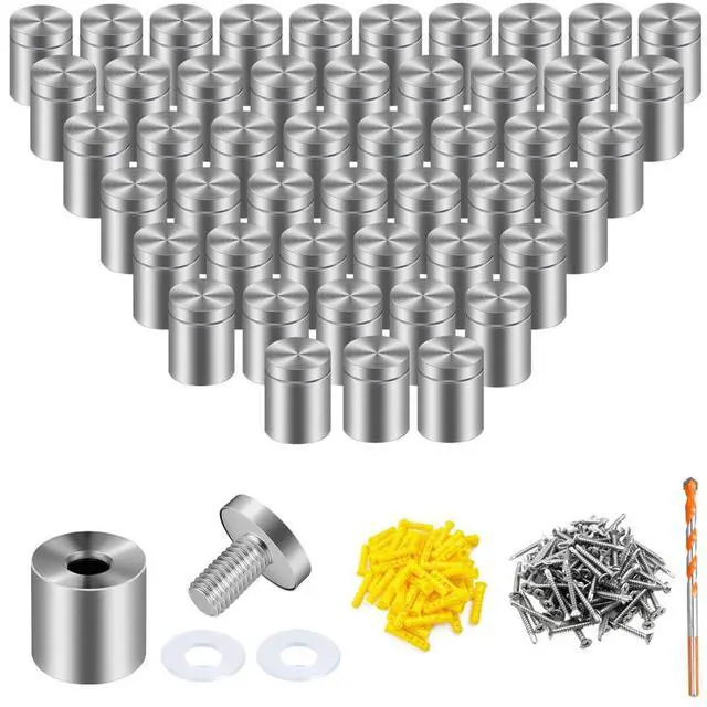 Main image of 48 Pcs 1" X 1" Standoff Screws for Acrylic,Stainless Steel Standoff Screws,Wall Sign Standoff Mounting Hardware Advertising Glass Standoff Nail