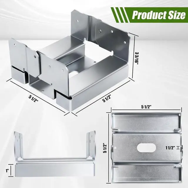 Alt view image 2 of 6 - 6PCS 6x6 Post Base for Concrete Heavy Duty Galvanized Post Anchor Base