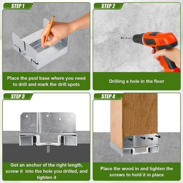 Alt view image 4 of 6 - 6PCS 6x6 Post Base for Concrete Heavy Duty Galvanized Post Anchor Base