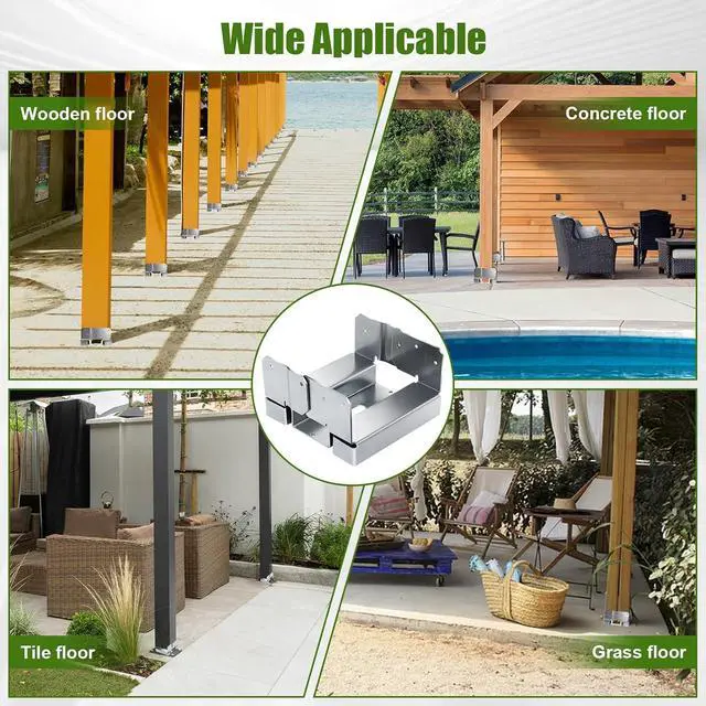 Alt view image 5 of 6 - 6PCS 6x6 Post Base for Concrete Heavy Duty Galvanized Post Anchor Base
